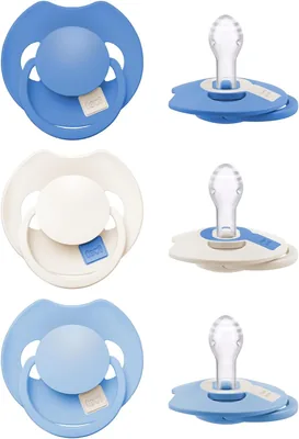 Difrax LOVI Dynamic Dummy - 6 à 18 Mois - Prime Tutti Frutti - Bleu - 3 Pièces - Facile à Accepter, Sans BPA, Haute Qualité
