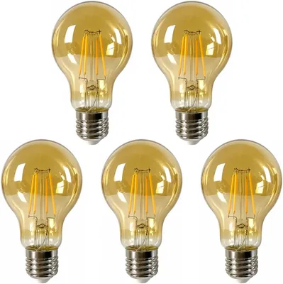 XSFGXS Pack de 5 Ampoules LED E27 A60 10W 2300K Blanc Chaud 1000LM | Verre Amber Vintage, Lumière Blanche Chaud 2300K, 1000lm, 10
