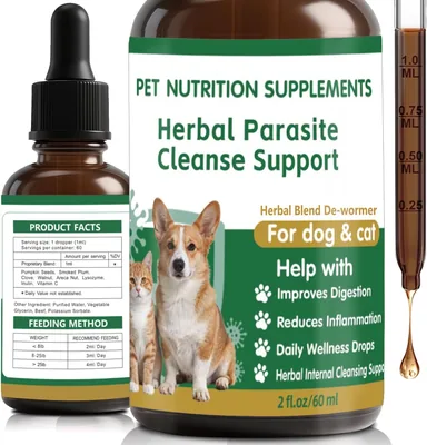 Natural Intestinal Defense for Cats & Dogs - Herbal Cleanse Drops for Gut Health Best Deal