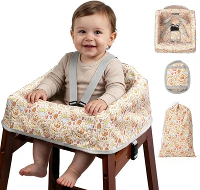 Baby High Chair Cover Restaurant Travel 3-Point Harness Creamy Cake Best Deal