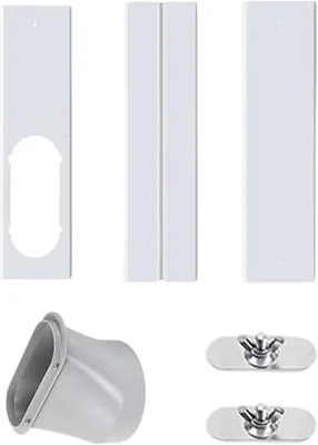 Kühlschrank-Fensterdichtungsset für mobile Klimaanlage mit verstellbarem PVC-Fensterrollo und 15 cm Saugrohr-Adapter, Abzug