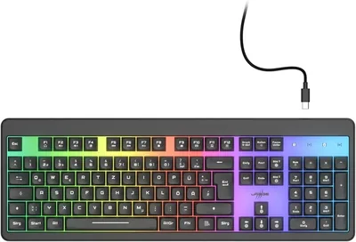 لوحة مفاتيح لعب uRage Exodus 215 مضاءة، أسود، QWERTY - EN/AR