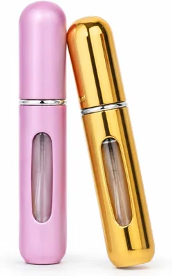 Kit com 2 Frascos de Viagem para Perfume, Plástico, 5ml Cada, Recarregável