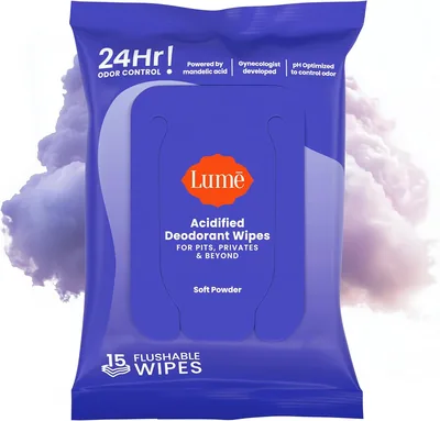 Lume Acidified Deodorant Wipes - 24H Odor Control Best Deal