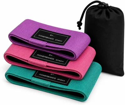 Kit com 3 Faixas Elásticas de Tecido Premium para Exercícios - Mini Bands Antideslizantes com 3 Níveis de Intensidade