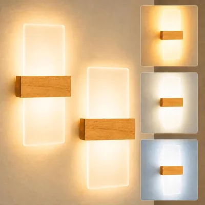 2 x Lámparas de Pared LED Interiores Dimmables 12W 3 Temperaturas de Color | Acrílico Moderno Up y Down Luz de Pared 3000K-6500K