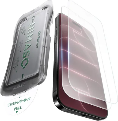 NIMASO 反光防止ガラスフィルム iPhone 2026 Pro用 高感度タッチ 強化ガラスフィルム