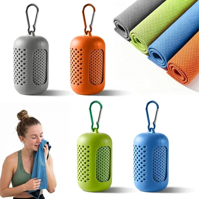Toule de refroidissement PZCC 4 pièces Microfibre séchage rapide et refroidissement Sports Fitness Yoga 30 x 80 cm Étui