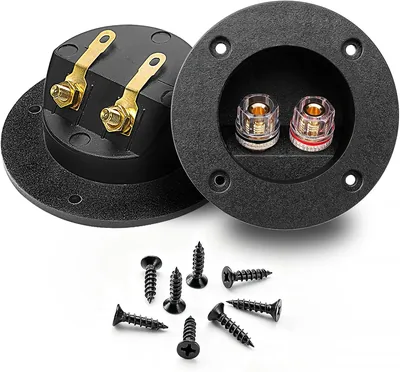 VooGenzek 2x 75mm Zacisk Przyłączeniowy do Głośnika, Okrągłe Złącze Śrubowe, Subwoofer