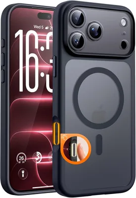 TOCOL Case for 18 Pro, Black with Magnetic Cover