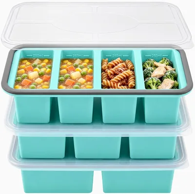 Feshory 3 Pack Silicone Freezer Trays with Lid (2/4/6 Slot) Best Deal