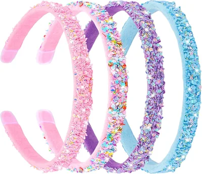 Vovii 4 Pack Glitter Thin Headbands