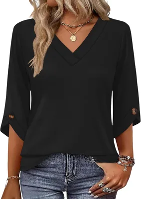 WIHOLL V Neck Blouses Women Summer Tops - Best Deal