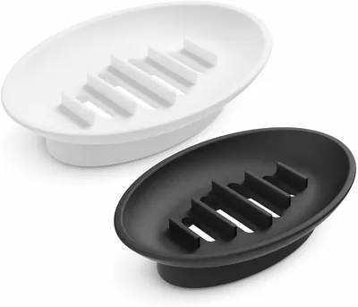 2 Pack Soap Dishes Black & White Self Draining Best Deal