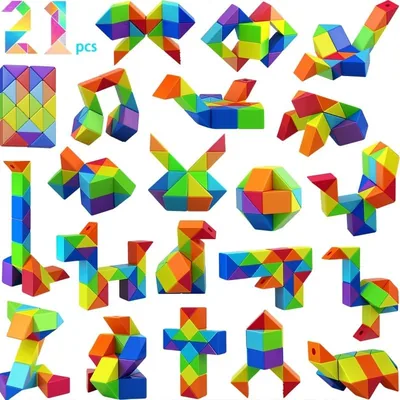 Magic Speed Cube Mini Puzzle Toy (Rainbow 21 Pack)
