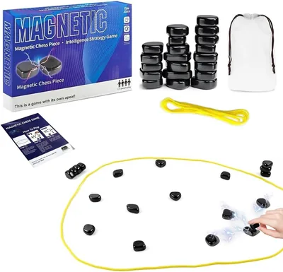 Portable Magnetic Chess Game With String - 20 Stones, Adult & Family Puzzle Fun
