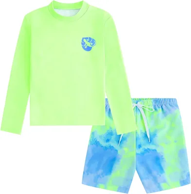 Mmlnrc 少年用 2ピース水着 長袖ラッシュガード+ショーツ 学校水着 別売 女子 ラッシュガード キッズ UV保護