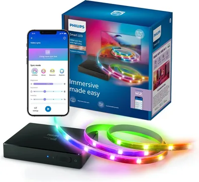 Boîte de synchronisation LED Philips Smart pour TV 55-65 pouces, bande LED RGBIC, synchronise films et musique, HDMI 2.0, 4K 60 Hz - Meilleur Prix