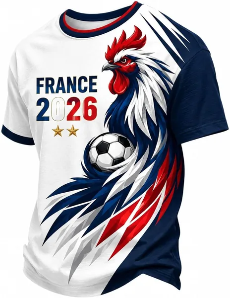 Maillot de supporteur de football générique 2026 - Haut décontracté France en coupe classique et couture