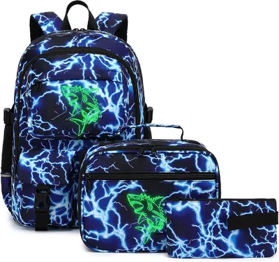 Lightning School Backpack Boys Luminous Lunch Bag Kids Bookbag Best Deal