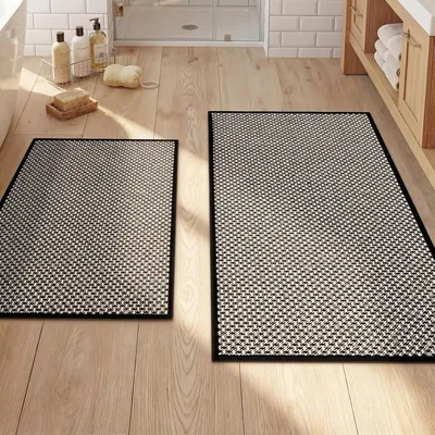 YIHOUSE Bath Mat Set 2Pcs Black Quick Dry Rug 19% Off