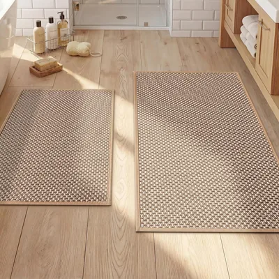 YIHOUSE Khaki Bath Mat Set - 2 Pieces