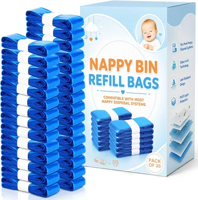Parpat 30 Pack, 4,5M Nappina Bin Ricariche Antitpo Odore, Compatibili con la Maggior Parte dei Secchi per Pannolini e Lettini per Gatti, 7 Strati