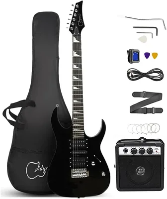 Kit de Guitarra Eléctrica de 39 Pulgadas para Principiantes con Amplificador de 5W y Accesorios Completos (Negro)