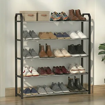 Zapatero de 5 Niveles de Acero Inoxidable - Organizador de Zapatos Apilable Fácil de Montar, Zapatera para 10 Pares