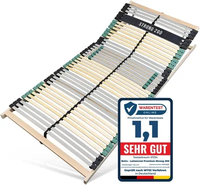 Sleepneo Premium Festen Lattenrost 140 x 200 cm, Verstellbarer Kopfteil, 7-Zonen Lattenrost mit 42 Latten, Made in Deutschland - Best Deal