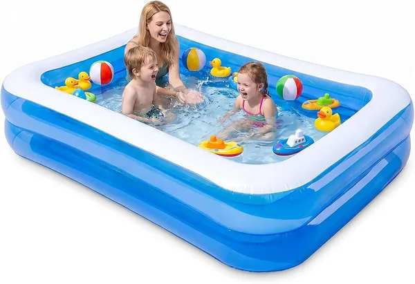 Piscine gonflable rectangulaire pour enfants et adultes, grande piscine familiale de paddles 200 x 150 x 50 cm, piscine de loisirs