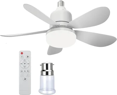 Ventilateur de plafond Vulaop avec lumière et télécommande, 52 cm petit silencieux ventilateur E27, 40W LED 3 vitesses 3 températures