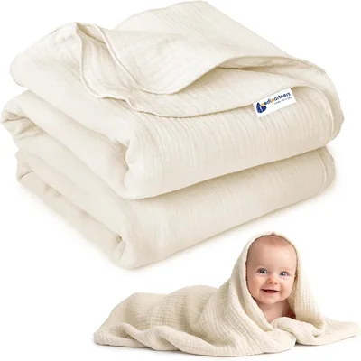 Copertina di Muslin per Neonati Medi Partners 75 x 100 cm - 100% Cotone Naturale per Inverno
