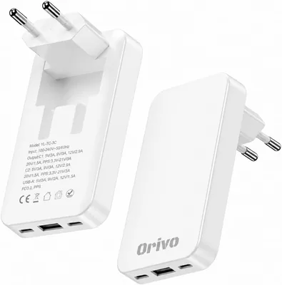 65W GaN Fast Ladare med 2 USB-C & USB-A - Ultra Slim, Faltbar Reisladare för MacBook, iPad, iPhone, Samsung Galaxy, Pi