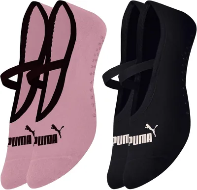 Kit 2 Pares Meia Puma Feminina Antiderrapante Pilates Sapatilha Algodão Original