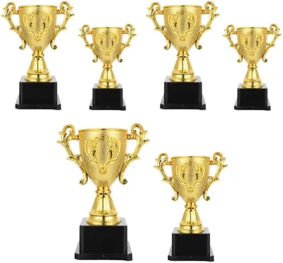 6PK Ornate Gold Award Trophy Cup - 18x13cm & 14.5x10cm