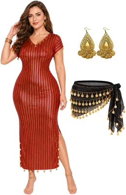 Egyptian Belly Dance Costumes - Adult Women's Outfit with Hip Scarf | Best Deal