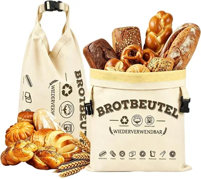 Brotmeister Bienenwachs-Brotbeutel 43 x 33 cm, Packung mit 2 Bienenwachs-Brotbeuteln aus Leinen, Wiederverwendbare Naturbrotbeutel
