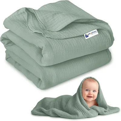 Medi Partners Muslin Babydecke 100 x 150 cm - Sommer-Babydecke aus dünnem, kuscheligem Material