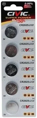 بطارية ليثيوم CR2025 من سيتي، 3V، فائقة القوة، خالية من الزئبق والكادميوم، 5 وحدات