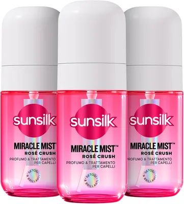 Sunsilk Rose Crush Trattamento Antifrizz e Profumo per Capelli Donna 3x50 ml | Profumo per Capelli con Rosa, Vaniglia e Orchidea, Antifrizz