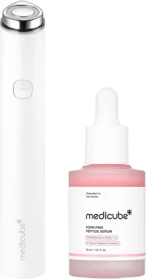 Medicube PDRN Pink Glow Booster Set - Kit Facial Coreano con PDRN Pink Peptide Serum 30 ml + AGE-R Booster Pro Mini White
