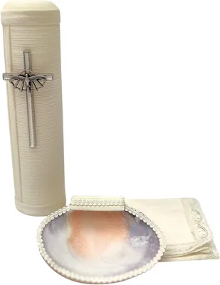 Vela de Bautizo Elegante Color Hueso - Cirio Vela con Cruz y Accesorios