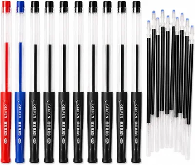 20 Pack 0.5mm Gel Ink Pens, Black & Coloured