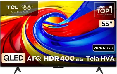 TV Inteligente TCL 55 polegadas QLED 4K P7L Wi-Fi Bluetooth Google TV HDR10+ 120 Hz VRR