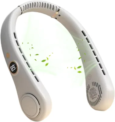 Ventilateur de Cou | Sans Main | Refroidissement avec Écran, Ventilateur de Cou 5 Vitesses pour Maison, Bureau, Voyage, Intérieur et Extérieur, USB Portable