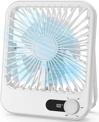 PlanetEase Portable Desk Fan - Small USB Rechargeable Quiet Air Cooler with Battery Level LED Display & Adjustable Speed