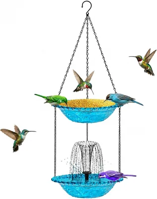 Comedero para Aves ERYURU, Bebedero de Dos Niveles con Energía Solar