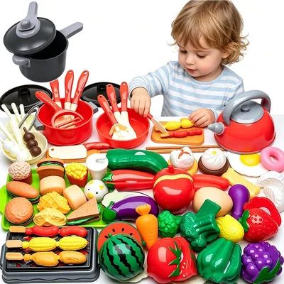 Play Food Sets For Kids Kitchen Cutting Toy Food Set With Tableware Western Fake H4Q1DKTB