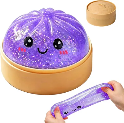 Dumpling Squishy avec boîte de cuisson à la vapeur - Jouet anti-stress souple pour enfants et adultes